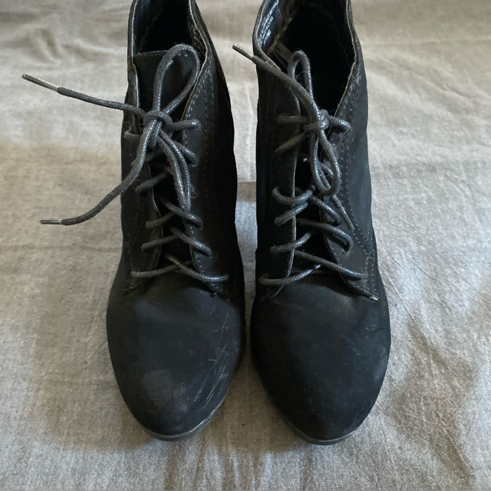 Black Lace-Up Ankle Boots